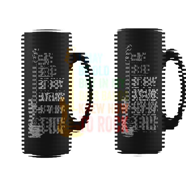 I May Be Old クールバンド レトロギター フェンダー ロックンロール コーヒーマグ
