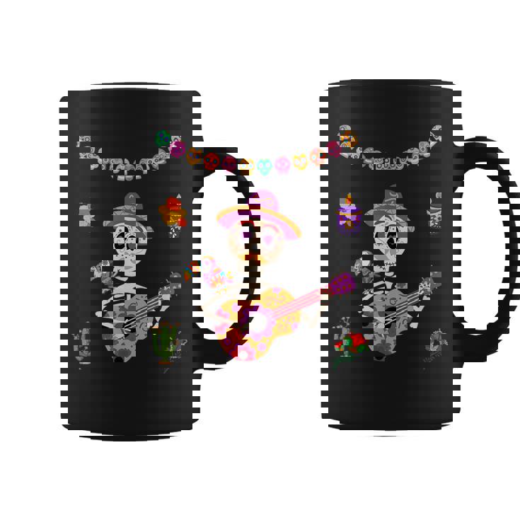 Mignon Dia De Los Muertos Guitare Mexicainequelette Enucre Pour Enfants Tasse