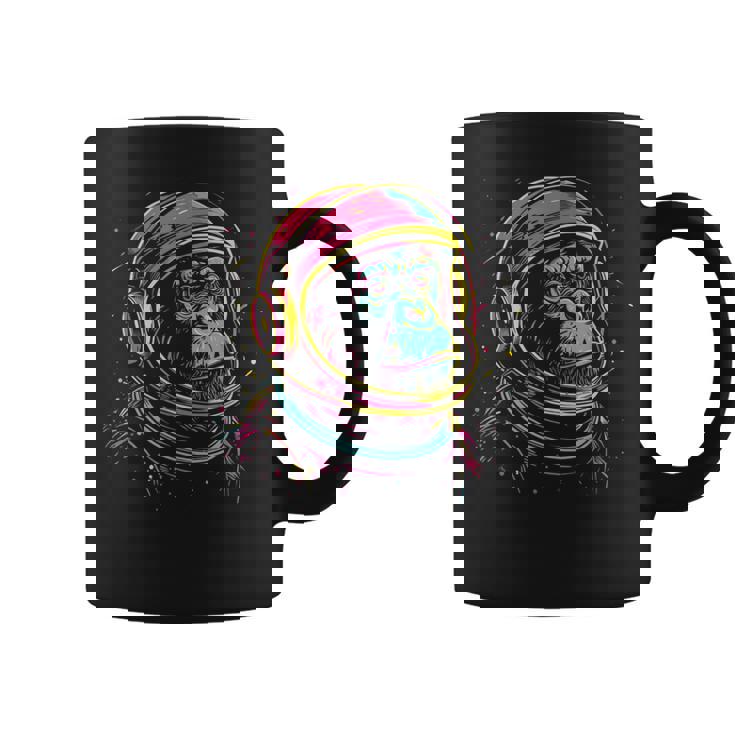 Mono Chimpancé Astronauta Diseño De Neón De Chimpancé Espacial Taza de café