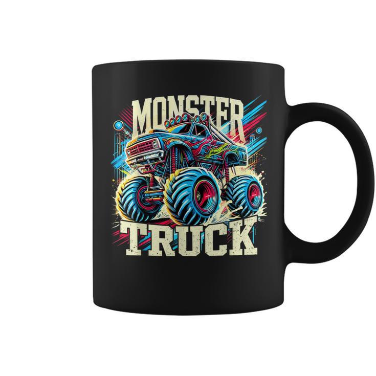 Monster Truck Retro Colorido Camiones Amante Niño Adolescente Adulto Taza de café