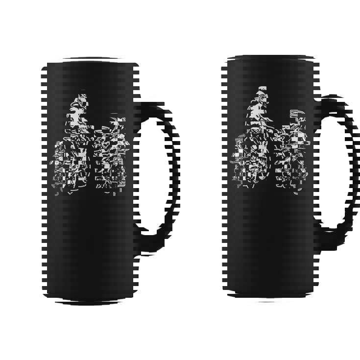 Motocross Dirt Bike Dad With Three Children Motorcycle Father's Day Coffee Mug