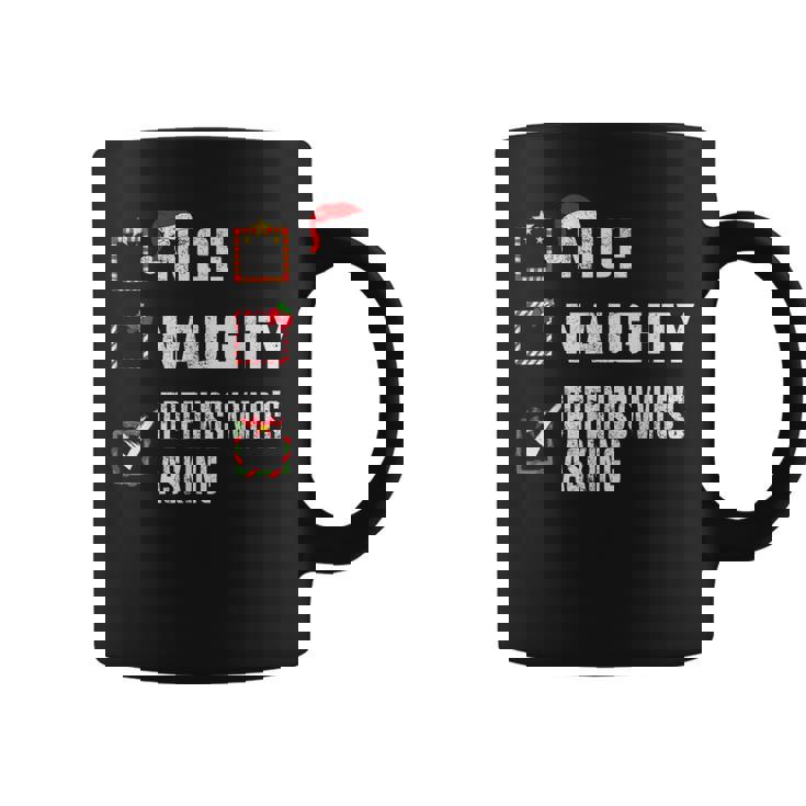 Nice Naughty Depends Who's Asking クリスマスリスト サンタ クリスマス コーヒーマグ