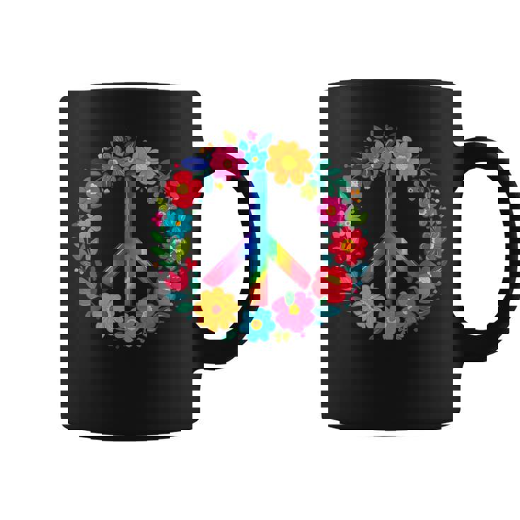 Peace Love Flower Power レトロ ヒッピー コスチューム タイダイ 60年代 70年代 コーヒーマグ