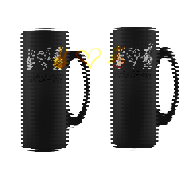 Peace Love バナナ 面白いバナナ フルーツ愛好家 ビーガン用 コーヒーマグ