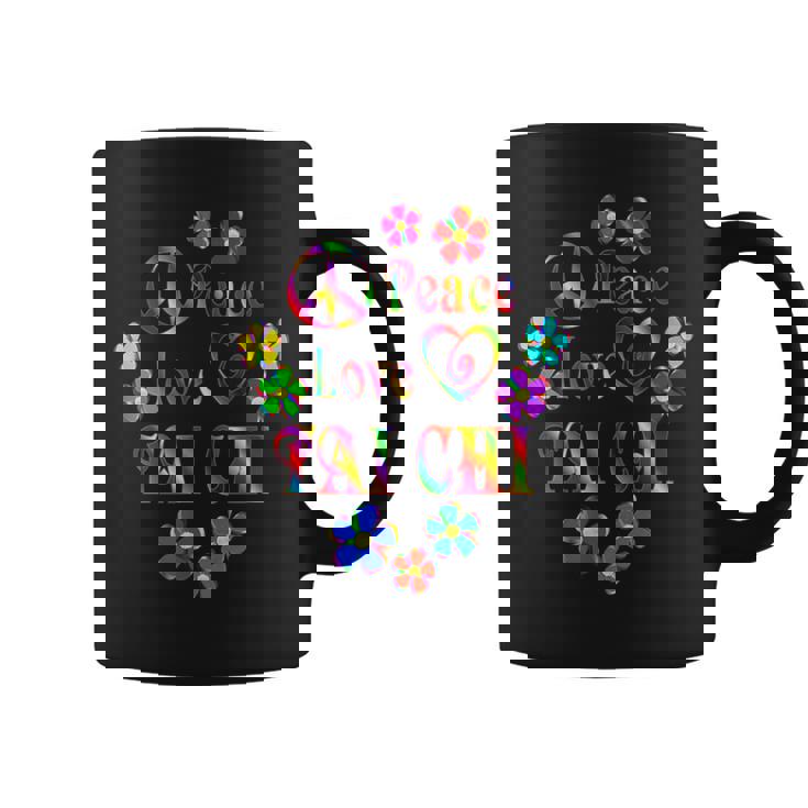 Peace Love 太極拳 ブライトカラー コーヒーマグ