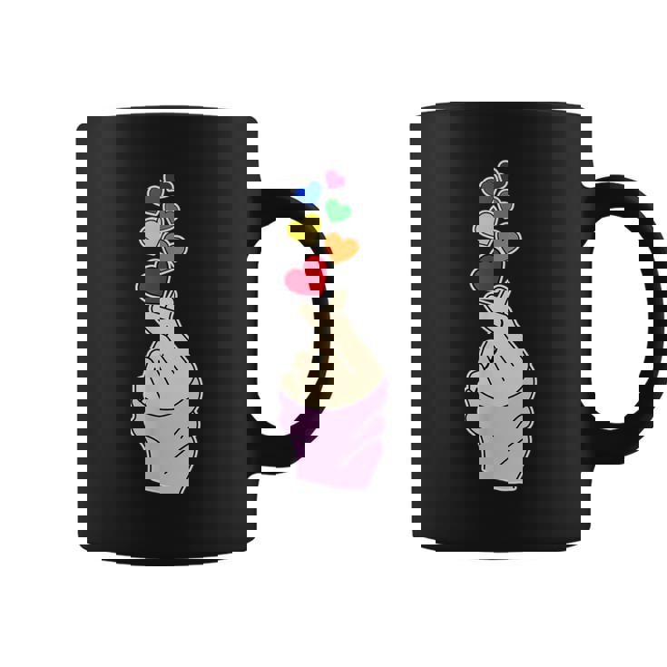 Pride レズビアン ゲイバイセクシャル トランスジェンダー 指 ハート付き コーヒーマグ
