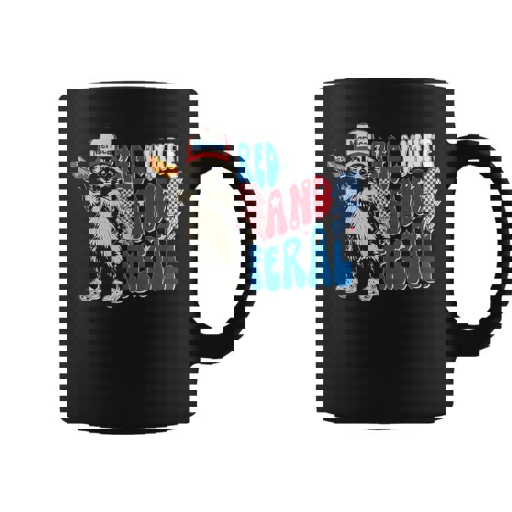 Red White And Feral Raccoon 4Th Of-July Coffee Mug
