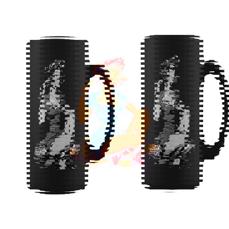 Retro Patriotic Pin-Upintage Usa Flag American Beauty Girl コーヒーマグ