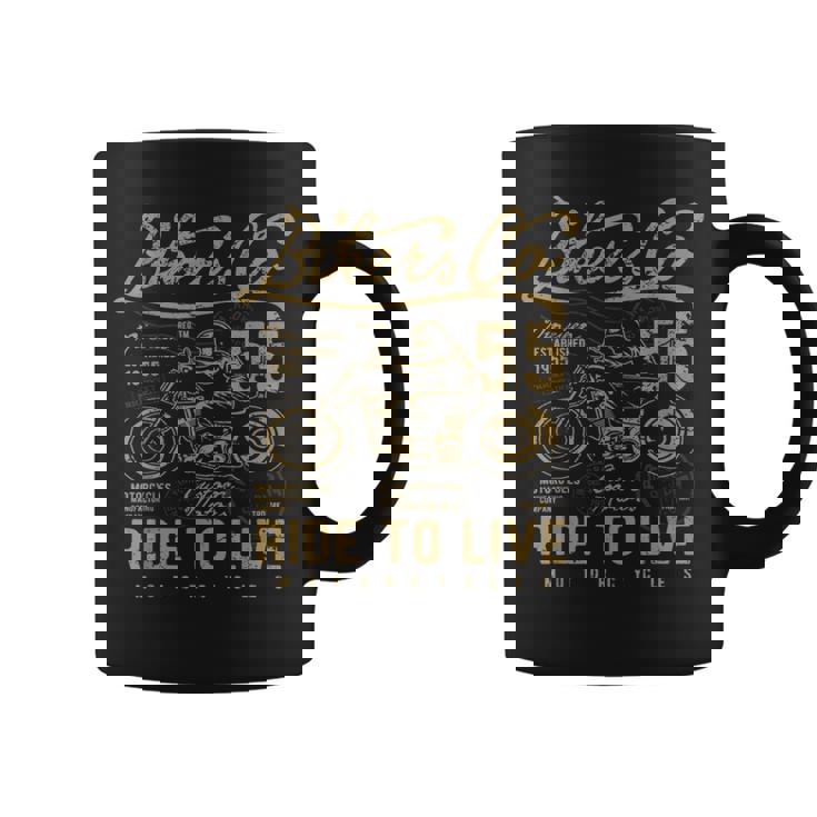 Ride To Live アンティーク風ビンテージレトロアメリカンバイク コーヒーマグ