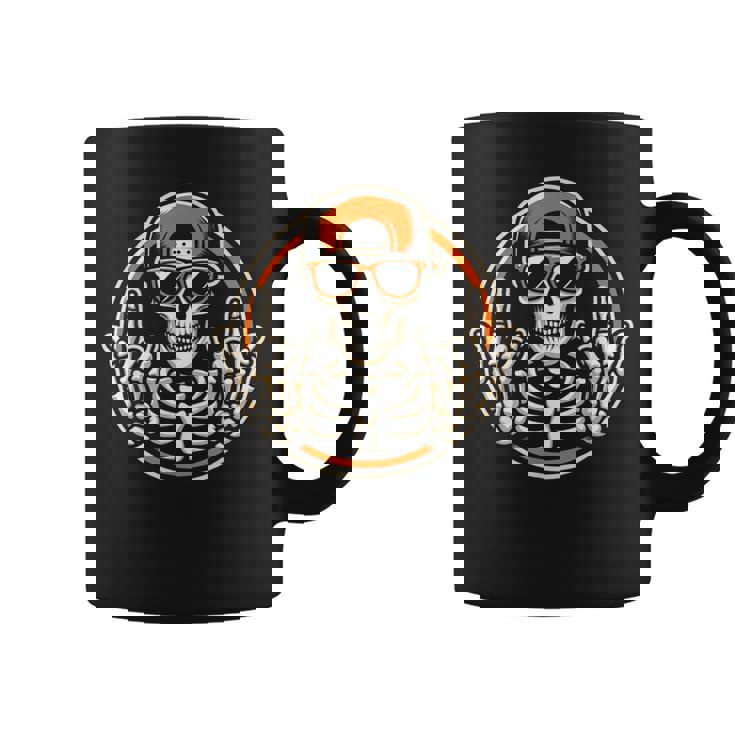 Rocker スケルトンキャップ スケーター 面白い ハロウィン パンクロック 男性 男の子 コーヒーマグ