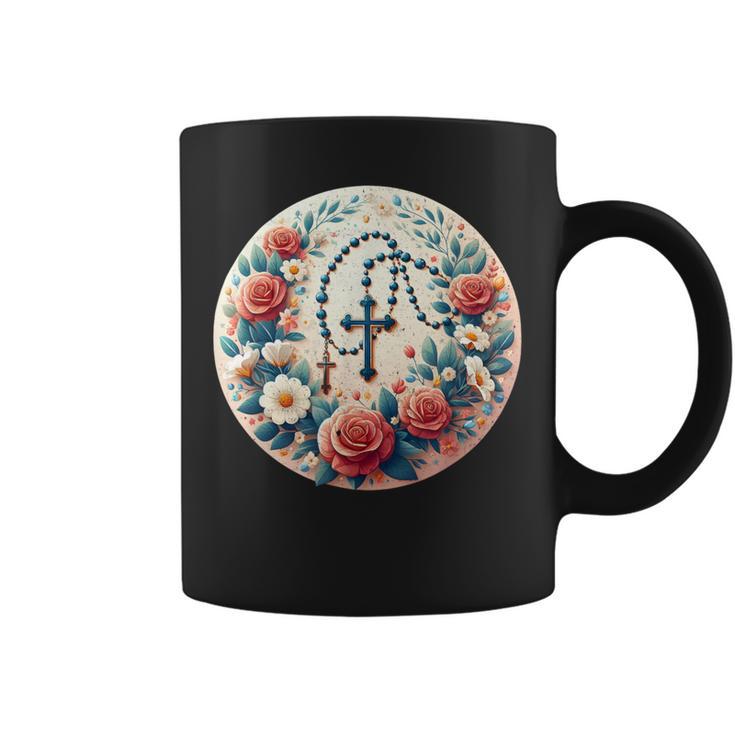 Rosario Rodeado De Flores Taza de café