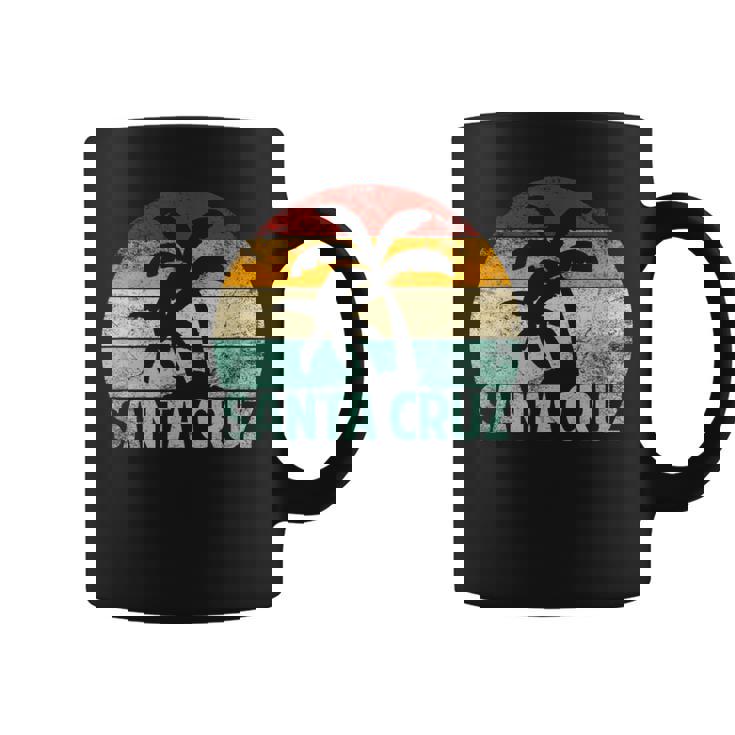 Santa Cruzintage Retro Palmera Puesta Deol California Beach Taza de café
