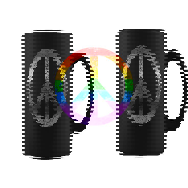 Simbolo Paz Hippie Bandera Lgbt Arcoiris Lesbian Gay Pride Taza de café