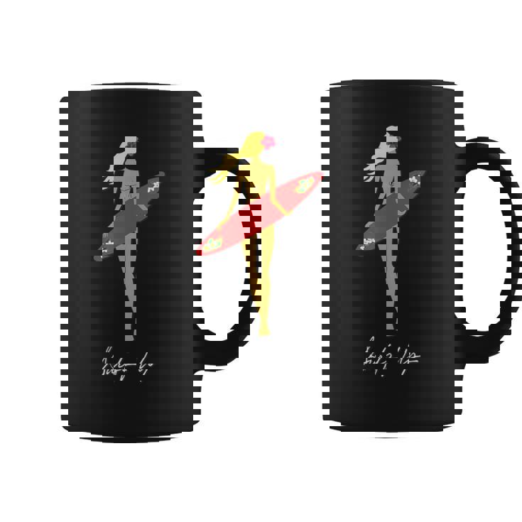 Surfs Up トロピカルブロンドサーファーガール コーヒーマグ