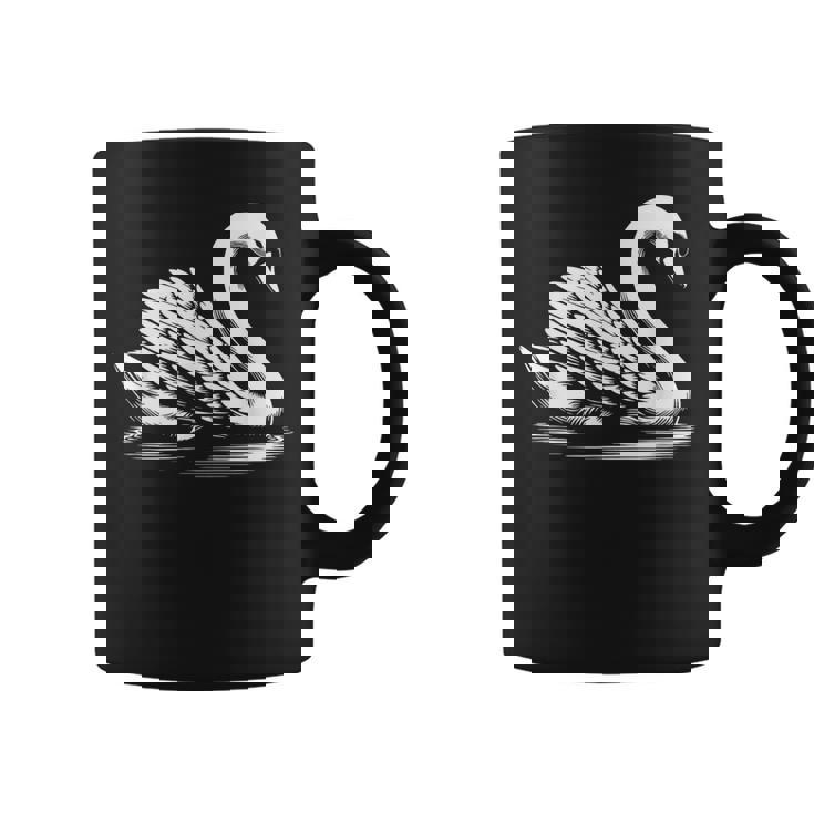 Swan Dad Mom Lover モノクロ 白鳥 コーヒーマグ