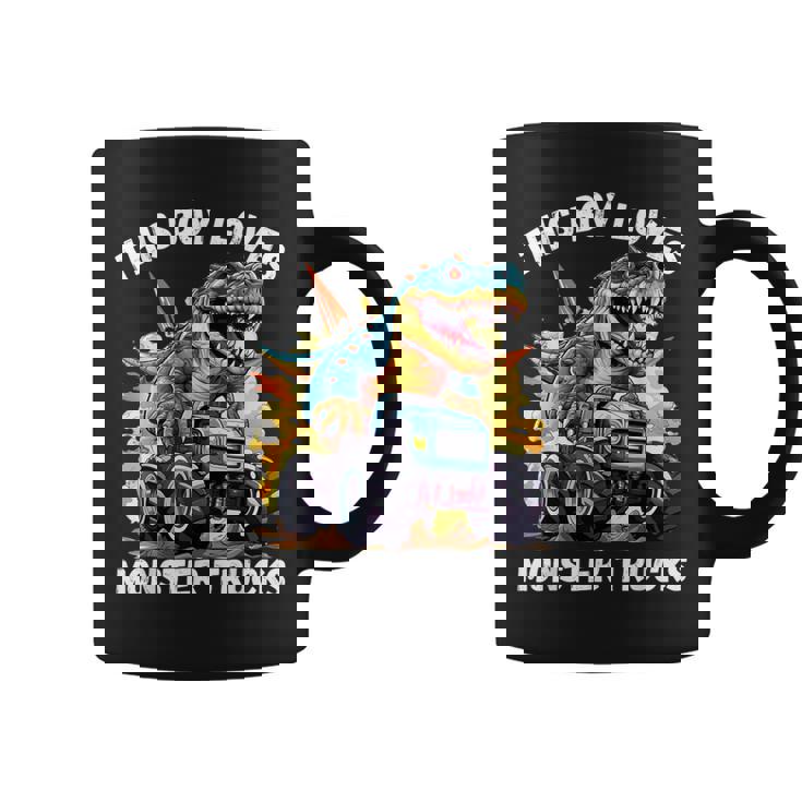 This Boy Loves Monster Trucks 恐竜モンスタートラック コーヒーマグ