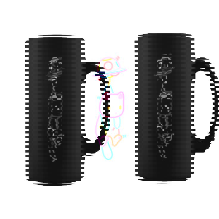 Ufoにつられるねこ ネオンカラー かわいい ねこ好き おもしろ コーヒーマグ