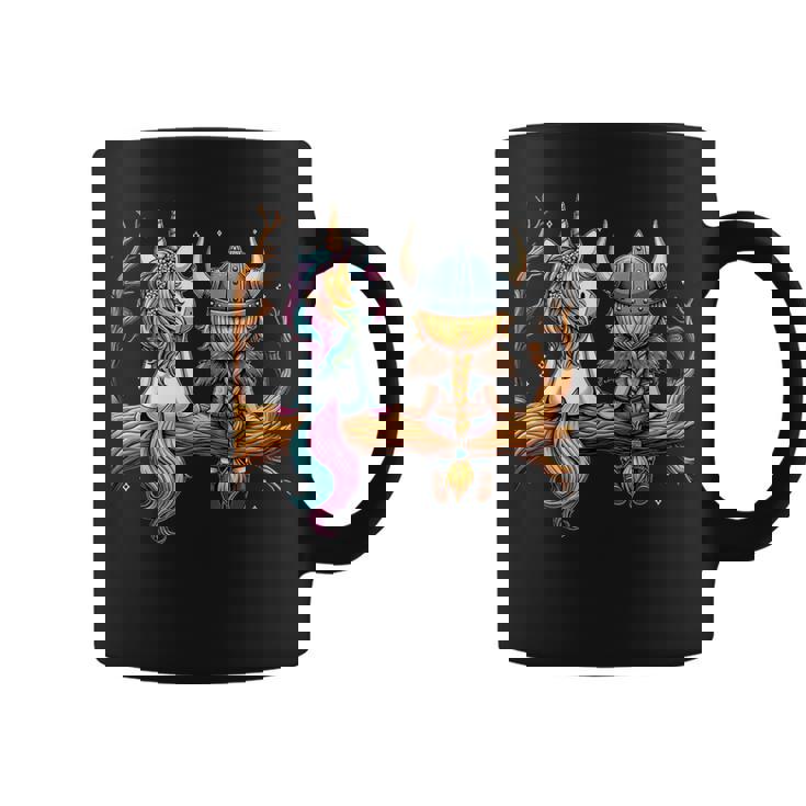 Vikingo Y Unicornio Niños Niñas Hombres Es Niños Y Adultos Taza de café