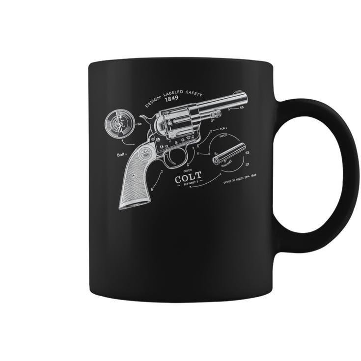 Vintage Patent Print 1839 Revolver Western Gun Taza de café
