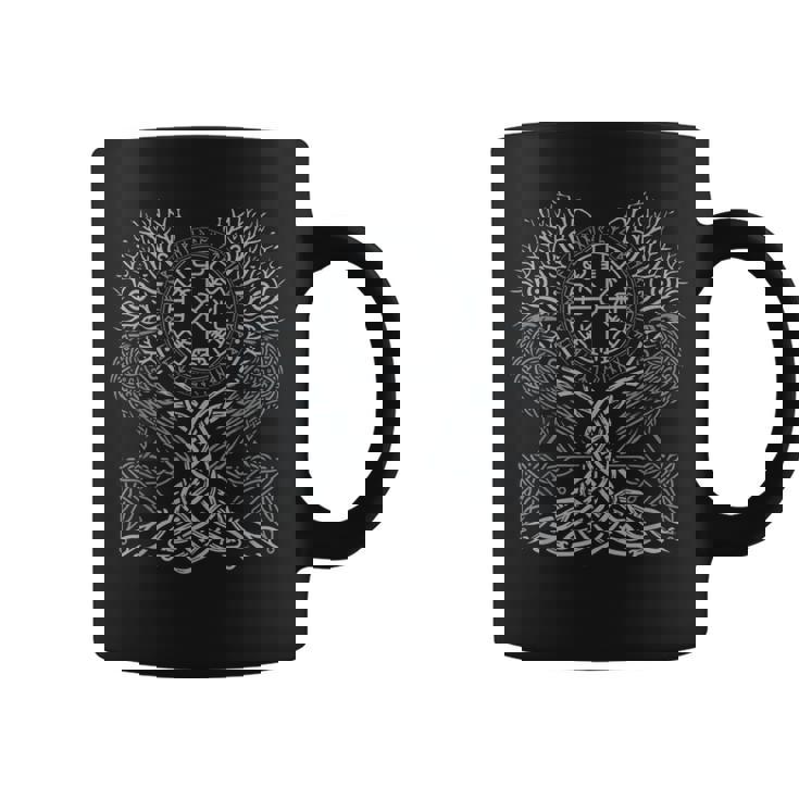 Walhalla Raven Ravens Odins ルーン文字 生命の樹 バイキング コーヒーマグ