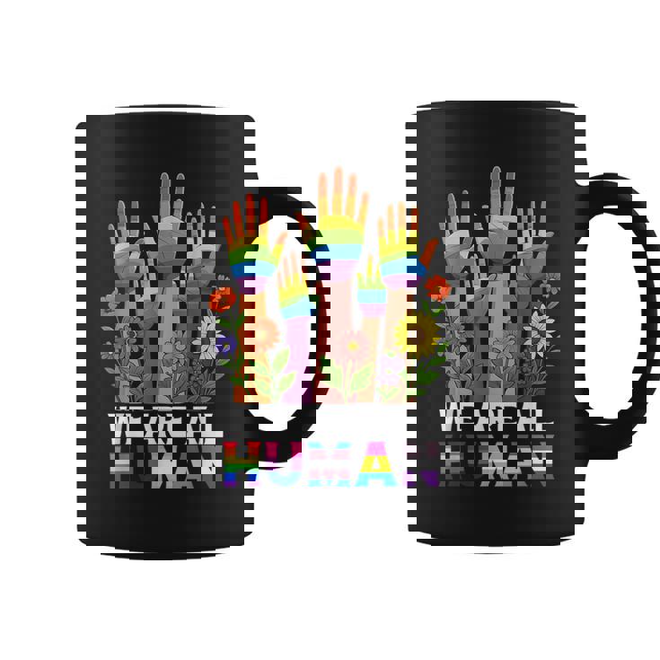We Are All Human レインボー Lgbt Lgbtq トランスジェンダー ハンドフラワー コーヒーマグ