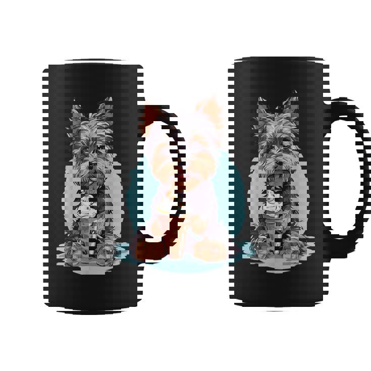 Yorkie Dog アニメ アイスクリームを食べる 夏 かわいい コーヒーマグ