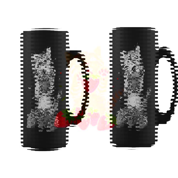 いちご 猫 いちご フルーツ ネコ アニマル プリント 図面 コーヒーマグ