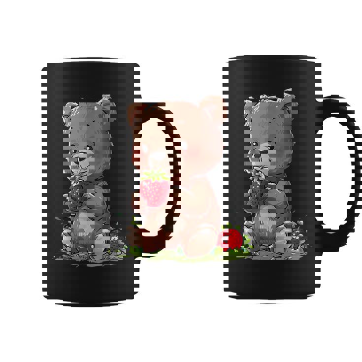 いちごくま かわいい くま 作品 描画 いちご フルーツ コーヒーマグ