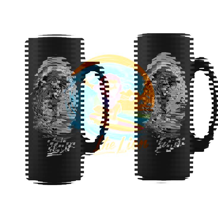 おもしろい ライオン サーフィン ライオン スポーツ サーファー 動物 恋人 夏 コーヒーマグ