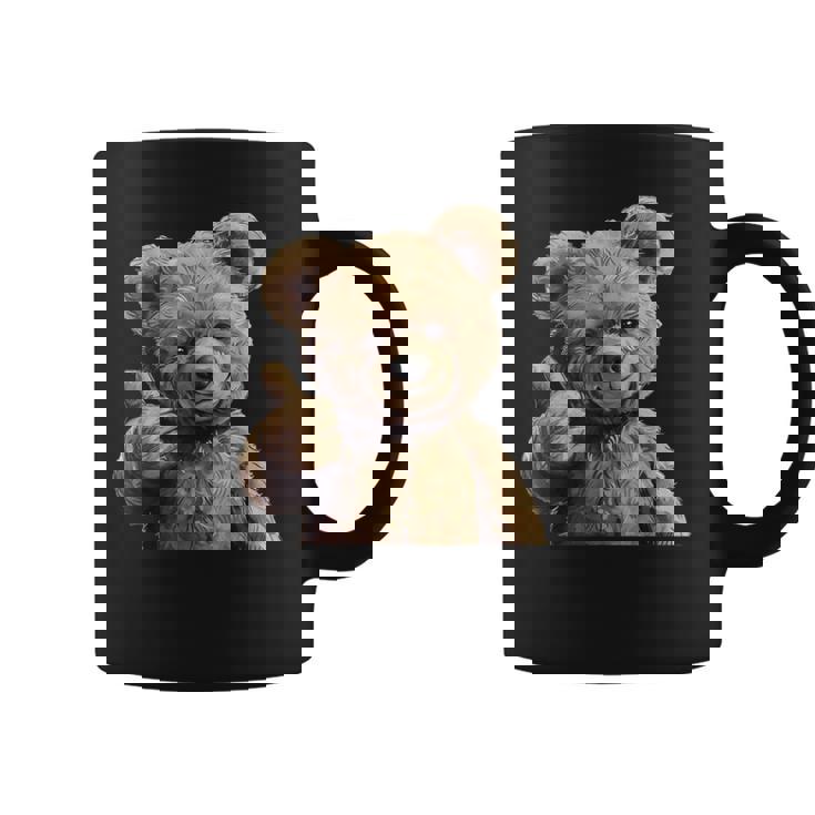 かっこいいテディベア 親指付き コーヒーマグ