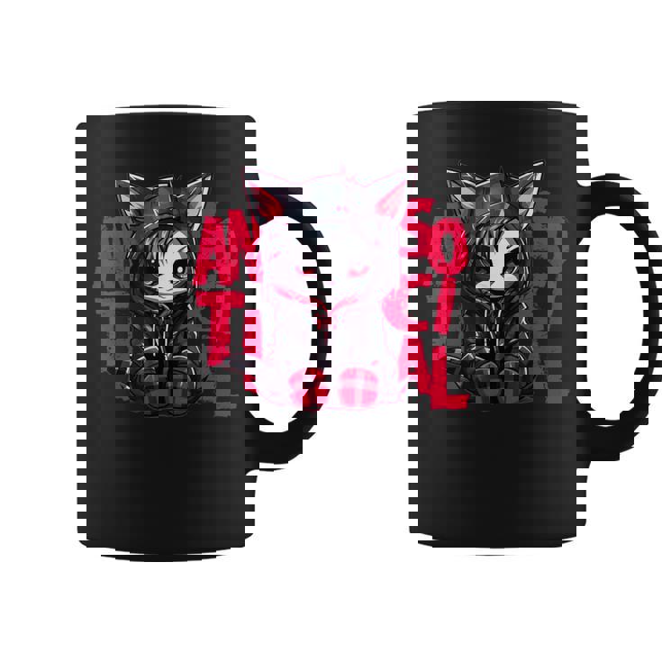 かわいい アニメ ゴシック 猫 ちび反社会的 メンヘラ グランジ コーヒーマグ