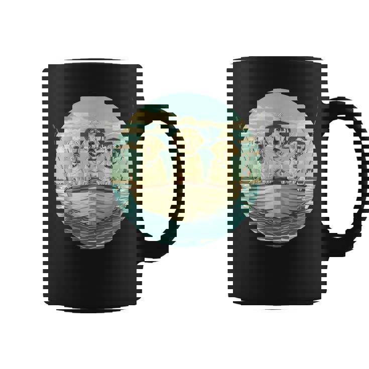 かわいい イエロー ラブラドールレトリバー 犬 釣り ボート 湖 犬 コーヒーマグ