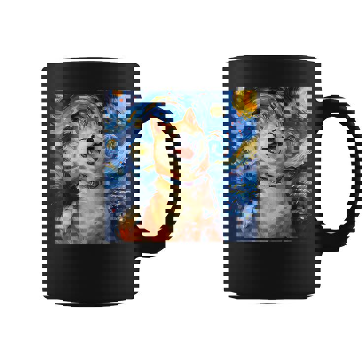 かわいい 柴犬 犬 星月夜 ヴィンセント・ヴァン・ゴッホ 絵画 コーヒーマグ