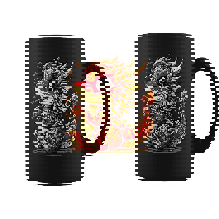 かわいい かわいい 赤 金 龍 中国 旧正月 縁起物 コーヒーマグ