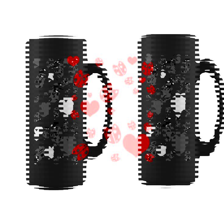 かわいいてんとう虫とハートのてんとう虫柄 コーヒーマグ