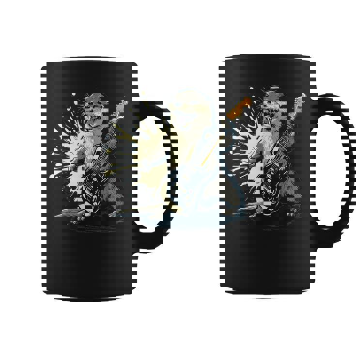 かわいいカワウソの顔のコスチューム エレキギター付き 音楽ファン向け コーヒーマグ