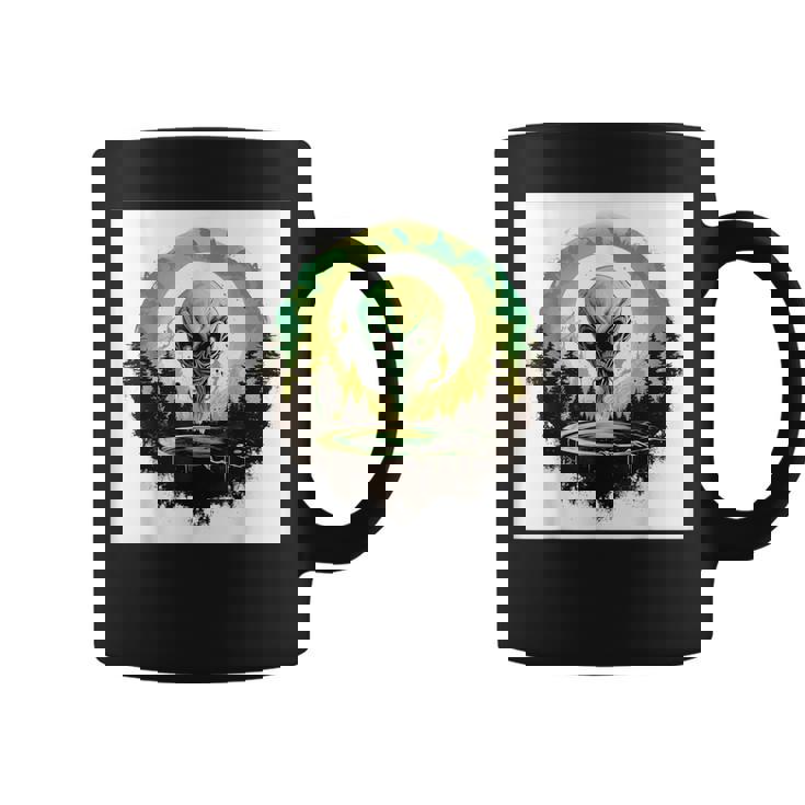 かわいいグリーンエイリアンヘッドufoスペースフェイス コーヒーマグ