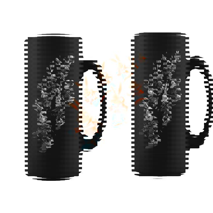 かわいいスノーボードウサギの漫画アート コーヒーマグ