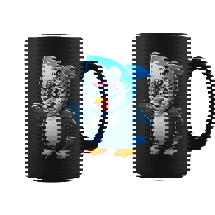 かわいいペンギンのサメのフュージョン漫画コスチューム。 コーヒーマグ