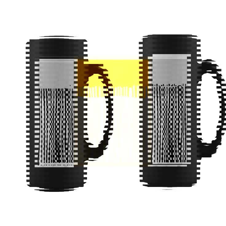 かわいいボーホーシックミニマリスト イエローベージュ ブラックラインストライプ コーヒーマグ