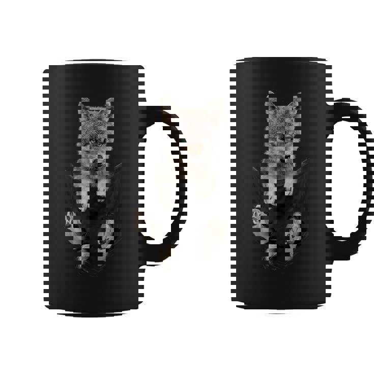 かわいい毛皮のような茶色のオオカミのポケット コーヒーマグ