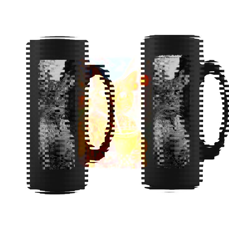 かわいい着物猫 自撮り 抹茶 バブルティー コーヒーマグ