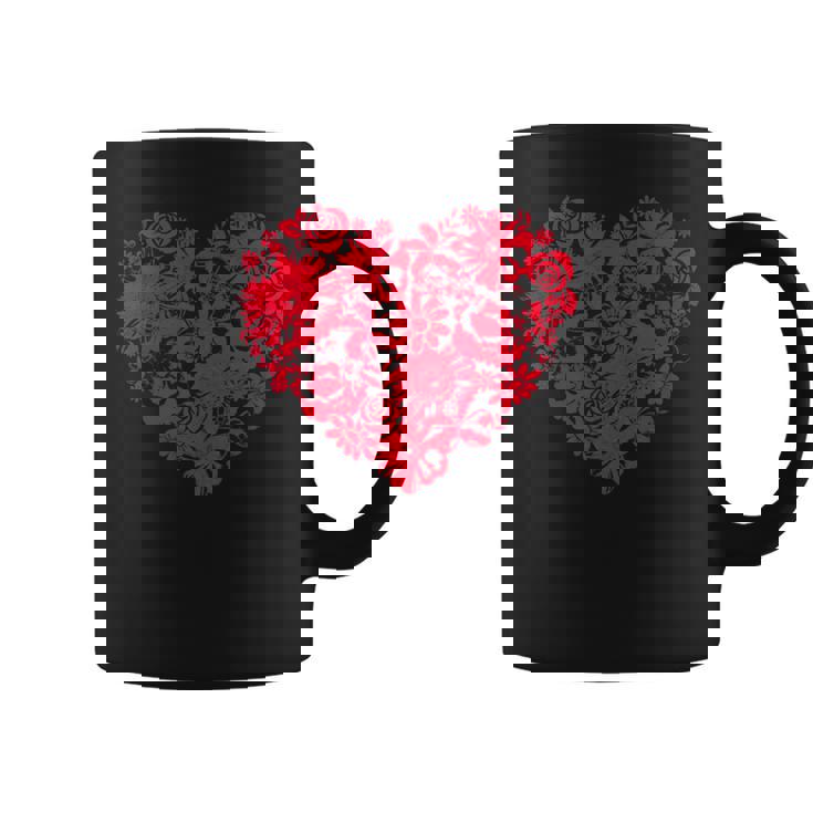 かわいい花赤いハート花のバレンタインデーの愛 コーヒーマグ