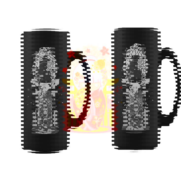 こけし 人形 シャツ 和装 赤 日本運 福 コーヒーマグ