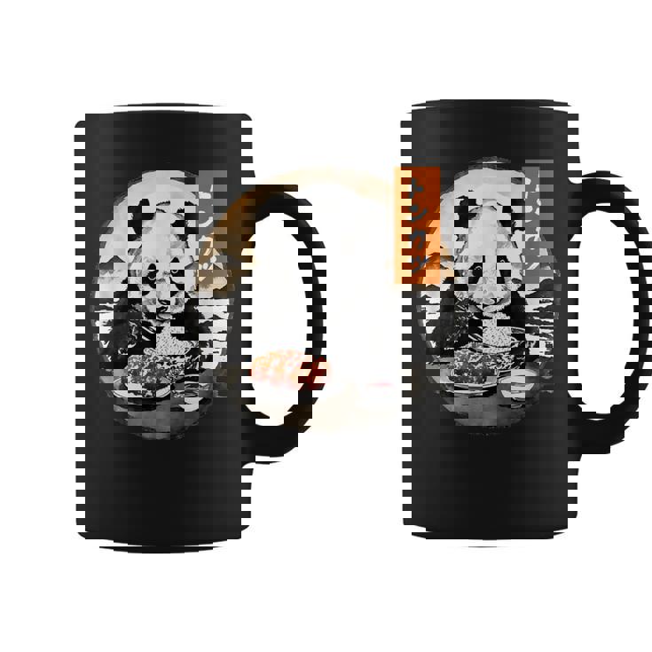 とんかつ パンダ 水墨画 日本食 日本語 おもしろ レトロ 和風 動物 コーヒーマグ