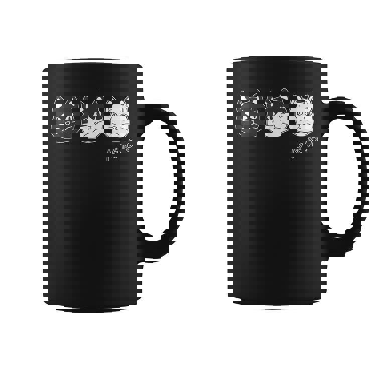 ねこさん 3 スリー Neko・Neko・Neko 黒猫・ハチワレ・白猫【どうぶつフレンズ】不機嫌猫 顔イラスト コーヒーマグ