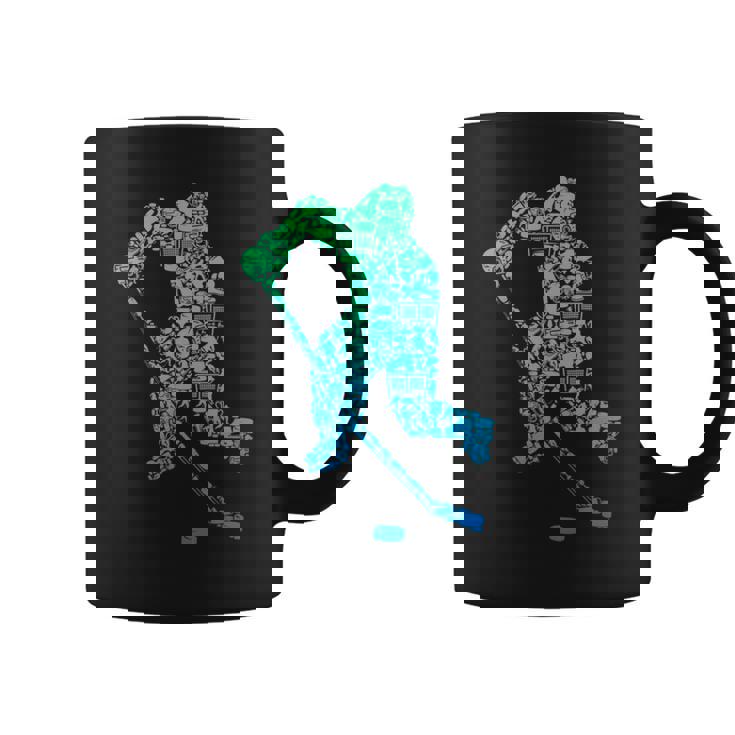 アイスホッケー選手ユースメンズキッズボーイズ 長袖tシャツ コーヒーマグ