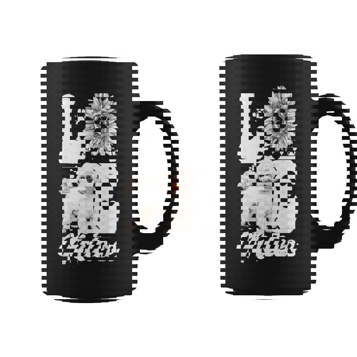 アイ・ラブ・マルチーズ・ドッグ・オーナー・ファニー・ポー・プリント・サンフラワー・ラバー コーヒーマグ