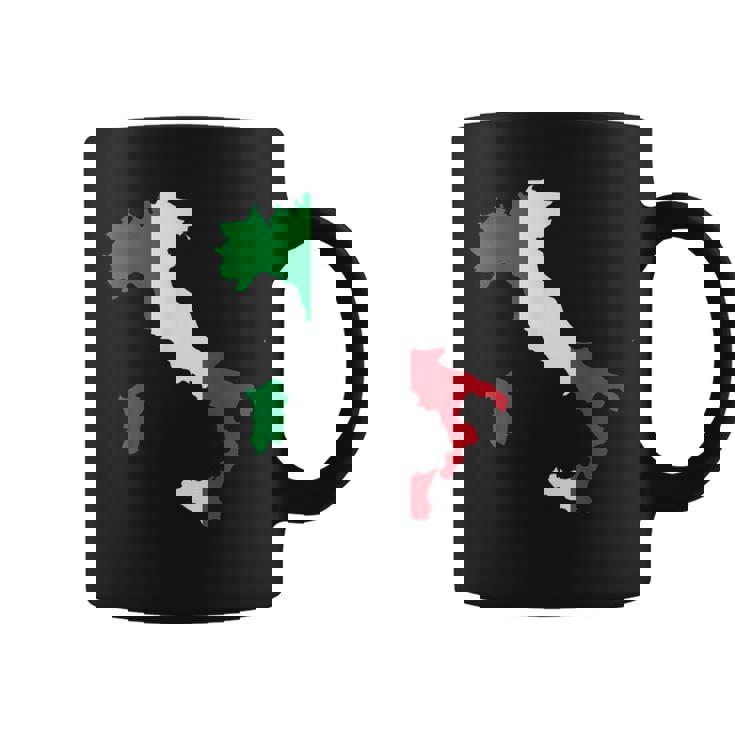 アウトライン イタリア 赤 白 緑 ストライプ 地図 コーヒーマグ