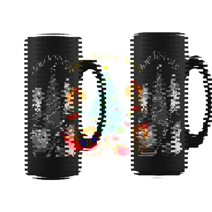 アグリー ハッピーデコピンクリスマス コーイケルホンディエ犬 ダッチデコイスパニエル犬 コーヒーマグ